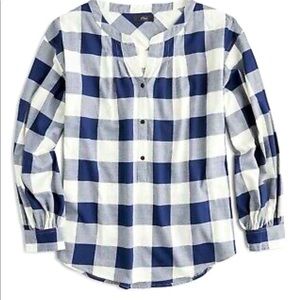 Jcrew open v neck shirt in navy Buffalo check